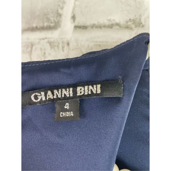 Gianni Bini Navy Ostrich Feather Fringe Cocktail Party Dress – Size 4 - Picture 6 of 9